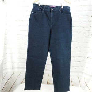 Gloria Vanderbilt Womens Amanda Blue Dark Wash Denim Straight Jeans Size 16